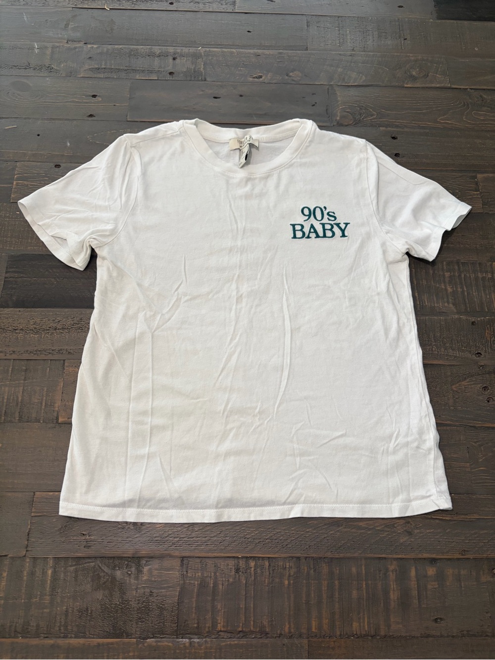 Forever 21 90’s Baby Embroidered White T-Shirt Women’s Small Y2K Retro